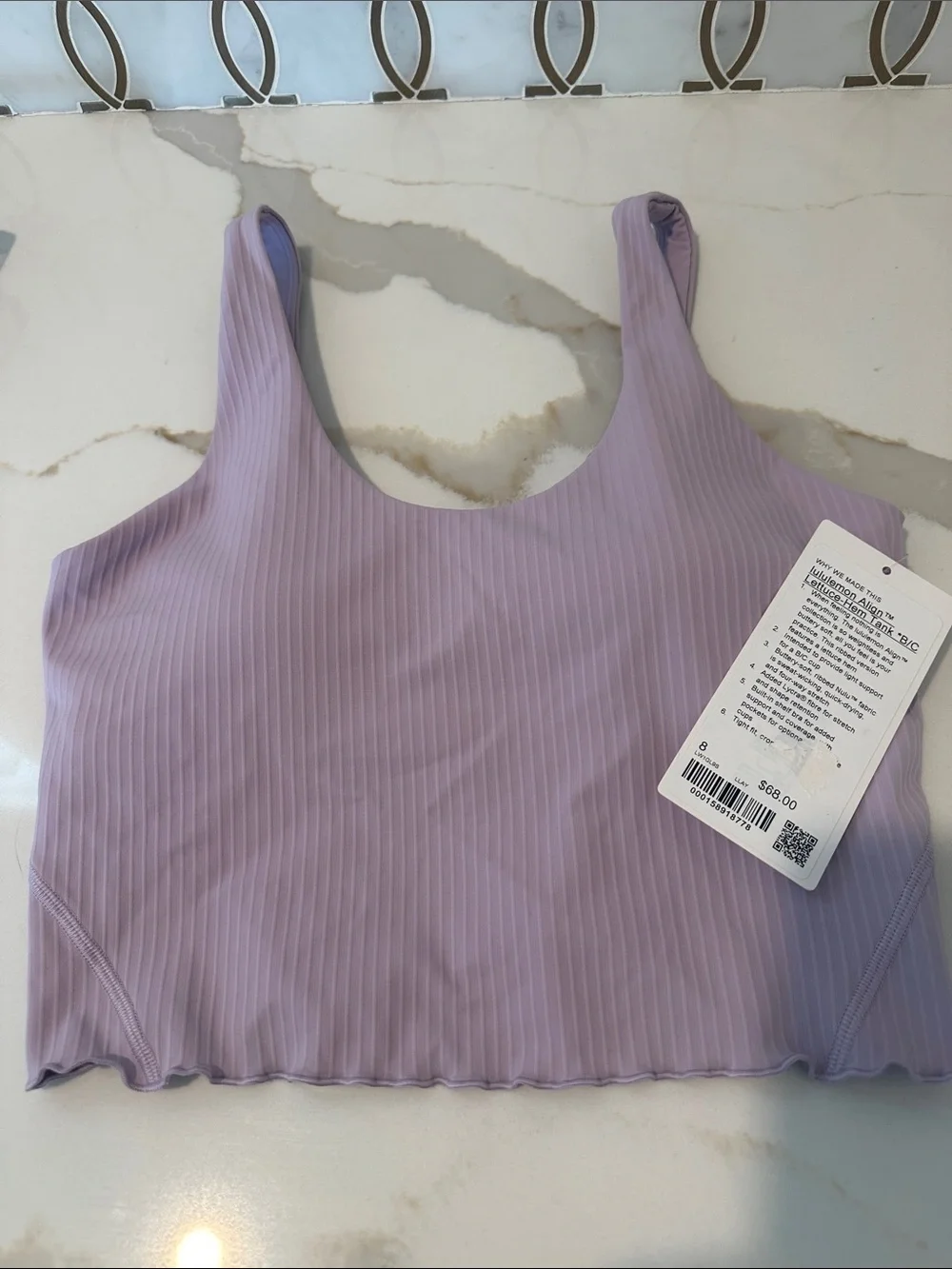 Lululemon - Align Lettuce-Hem Tank B/C - Size 8- NWT Lilac Play (lavender)